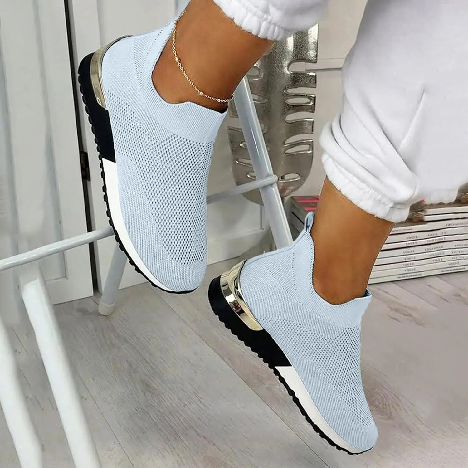 Arch Support Dress Shoes for Women Plantar Fasciitis Slip On Walking Shoes for Women Wide Women Slip On Shoes Casual Mule Chunky Platform High Sneakers for Women Zapatos De Ejercicios para Mujer Gym