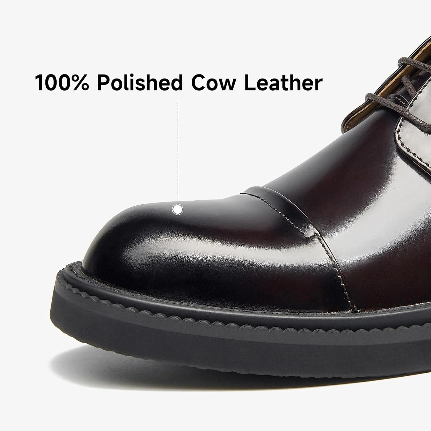 BEAU TODAY Mens Oxford Shoes, Business Dress Shoes for Men Lace-Up Formal Cap Toe Genuine Leather Men Derby Shoes Classic Casual Comfortable Oxfords