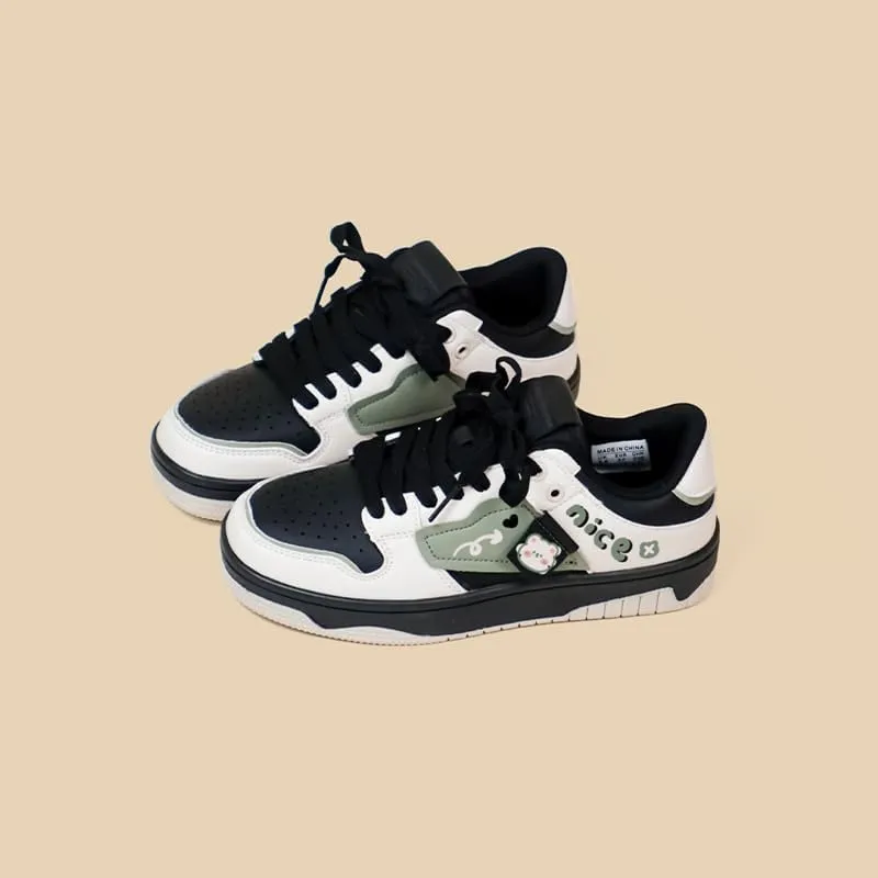 Bobo's House Unisex Women Men Shoes Kawaii Nice Bear Fashion Chunky Sneakers Walking Shoes Womens Mens Kawaii Accessories Black Vegan Leather Shoes