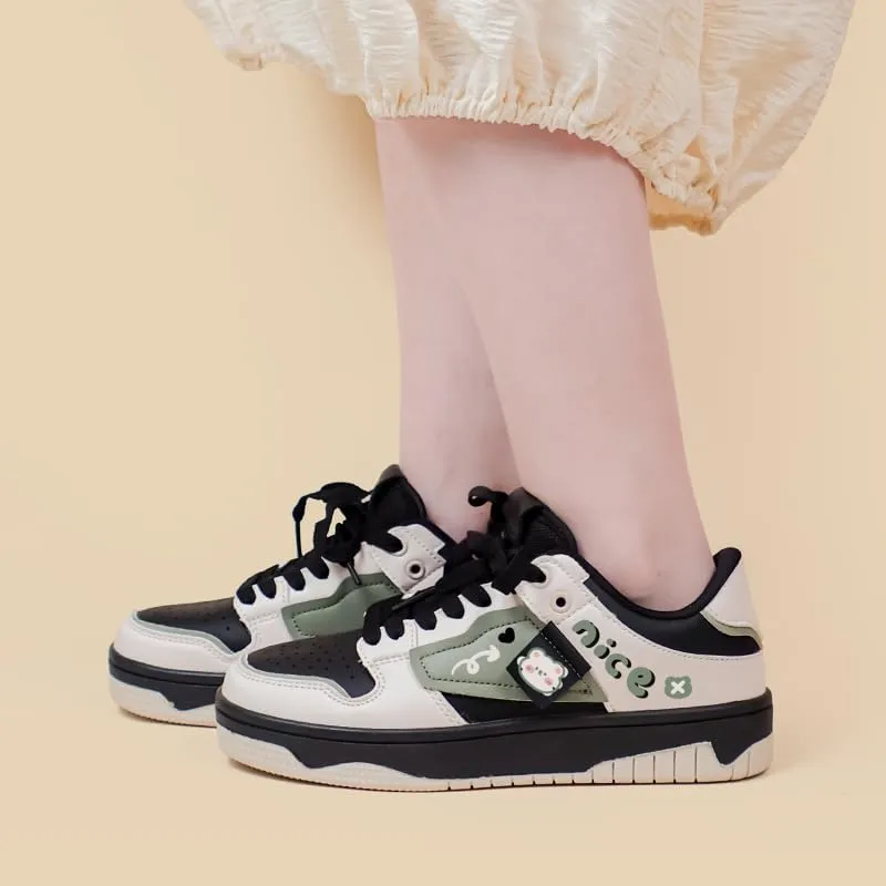 Bobo's House Unisex Women Men Shoes Kawaii Nice Bear Fashion Chunky Sneakers Walking Shoes Womens Mens Kawaii Accessories Black Vegan Leather Shoes