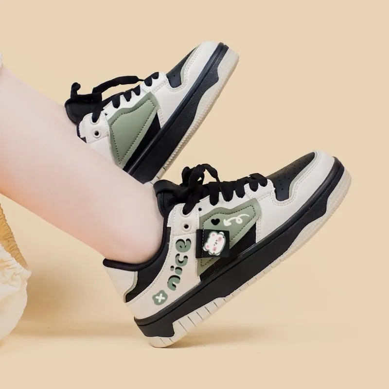 Bobo's House Unisex Women Men Shoes Kawaii Nice Bear Fashion Chunky Sneakers Walking Shoes Womens Mens Kawaii Accessories Black Vegan Leather Shoes