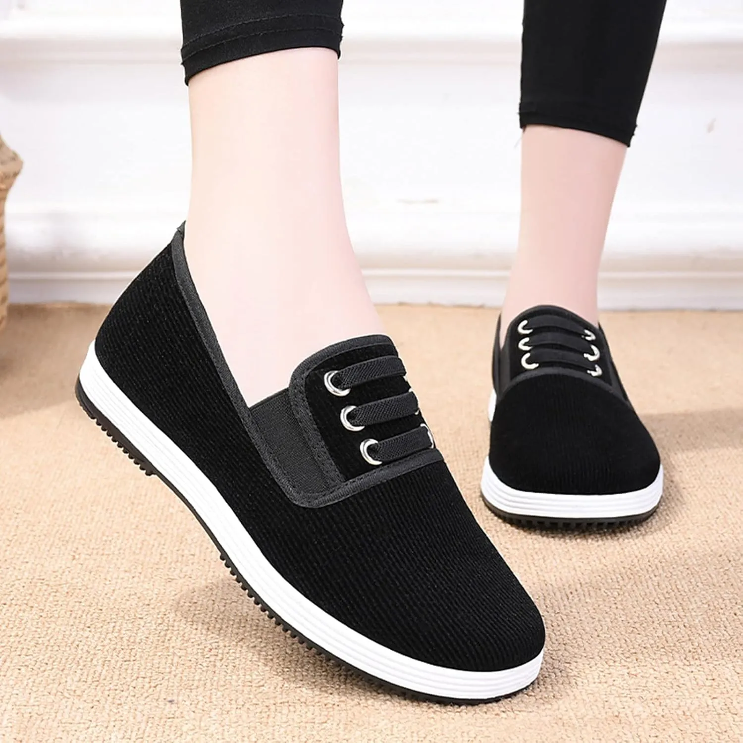 Breathable Dress Sneaker Fashion Men Casual Shoes Flat Cloth Soft Comfortable Solid Color Slip On Simple