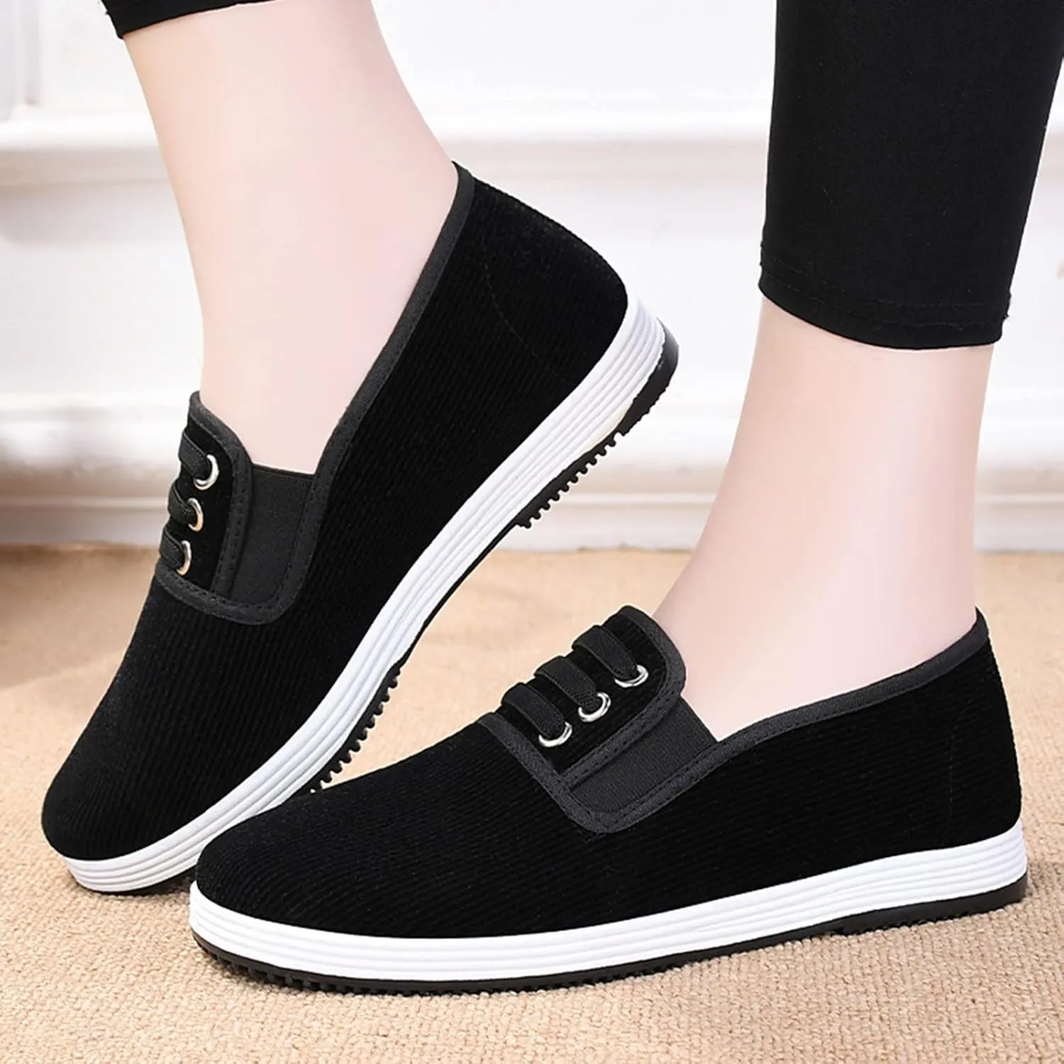 Breathable Dress Sneaker Fashion Men Casual Shoes Flat Cloth Soft Comfortable Solid Color Slip On Simple