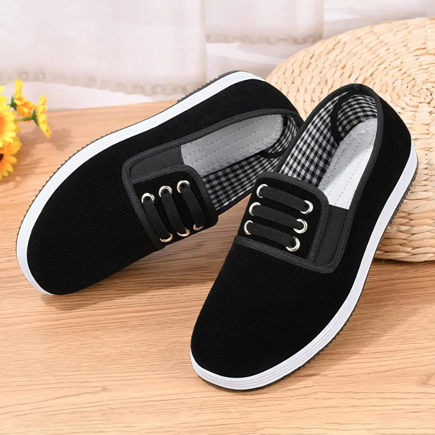 Breathable Dress Sneaker Fashion Men Casual Shoes Flat Cloth Soft Comfortable Solid Color Slip On Simple