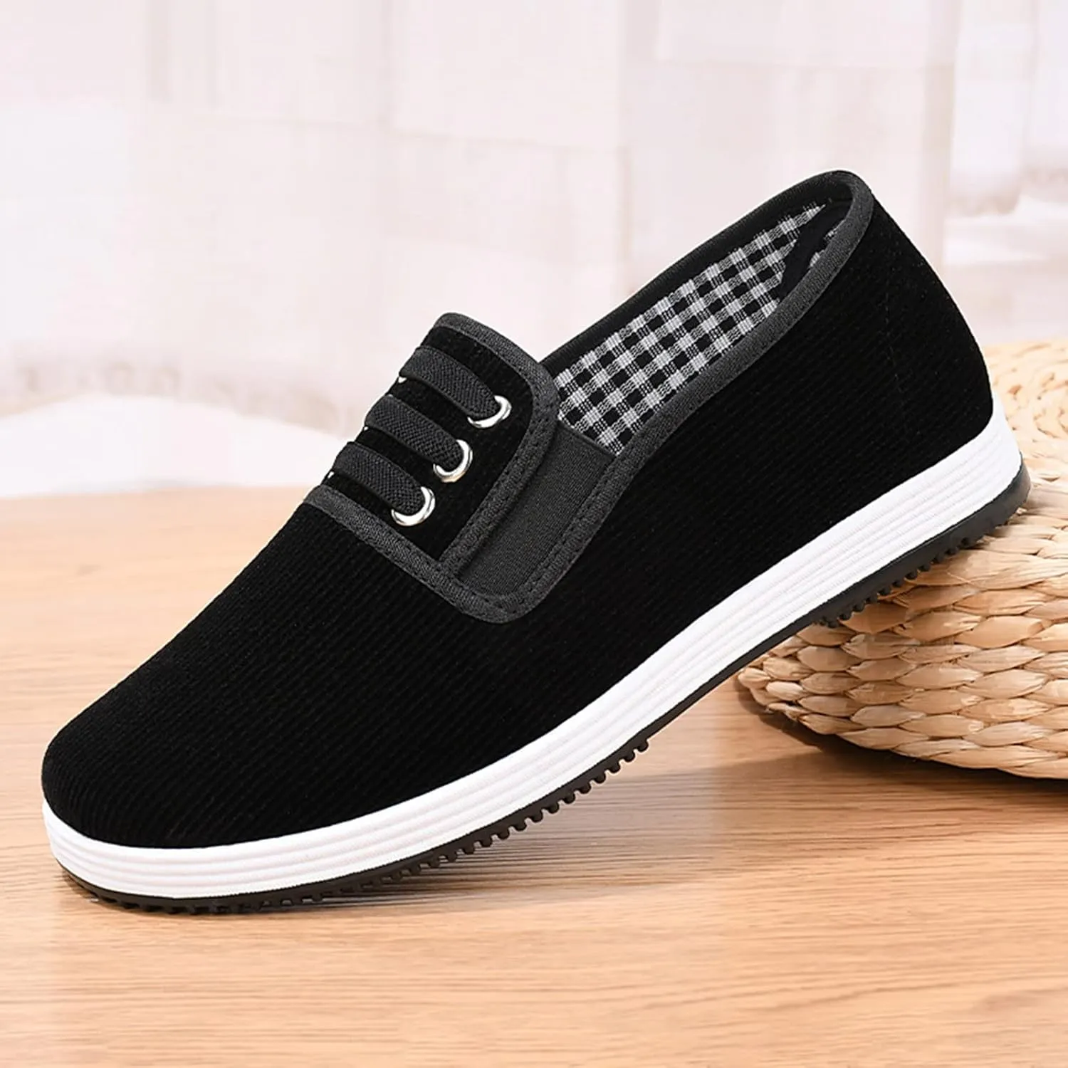 Breathable Dress Sneaker Fashion Men Casual Shoes Flat Cloth Soft Comfortable Solid Color Slip On Simple
