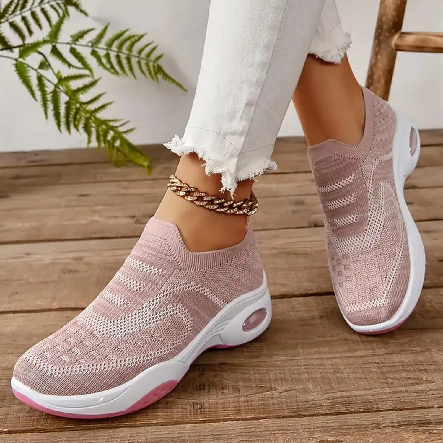 Breathable Slip on Sneakers for Women Breathable Zero Drop Adjustable Barefoot Shoes Lightweight Elderly Shoe