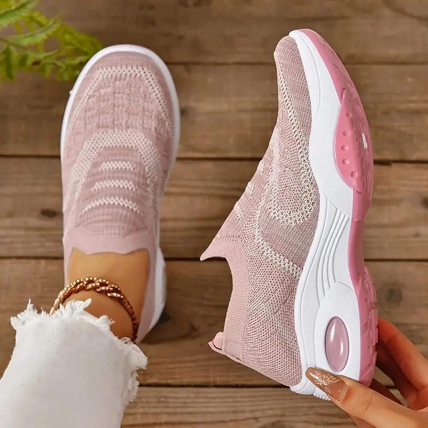 Breathable Slip on Sneakers for Women Breathable Zero Drop Adjustable Barefoot Shoes Lightweight Elderly Shoe