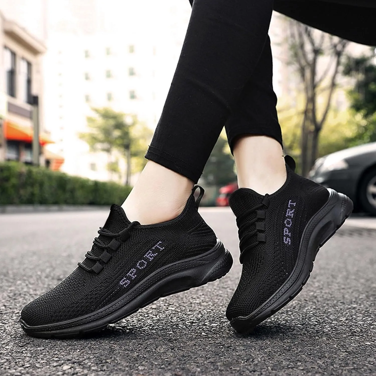 Casual Sneakers for Women Comfortable Woven Running Shoes Non Slip Lightweight Breathable Sneaker with Arch Support