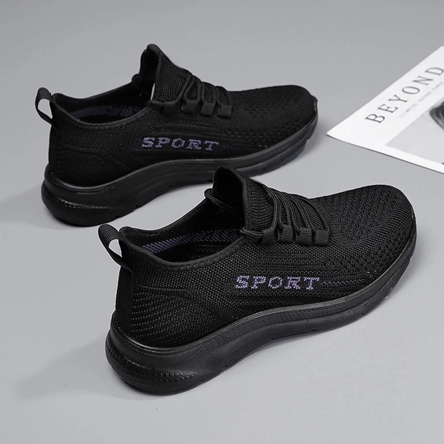 Casual Sneakers for Women Comfortable Woven Running Shoes Non Slip Lightweight Breathable Sneaker with Arch Support