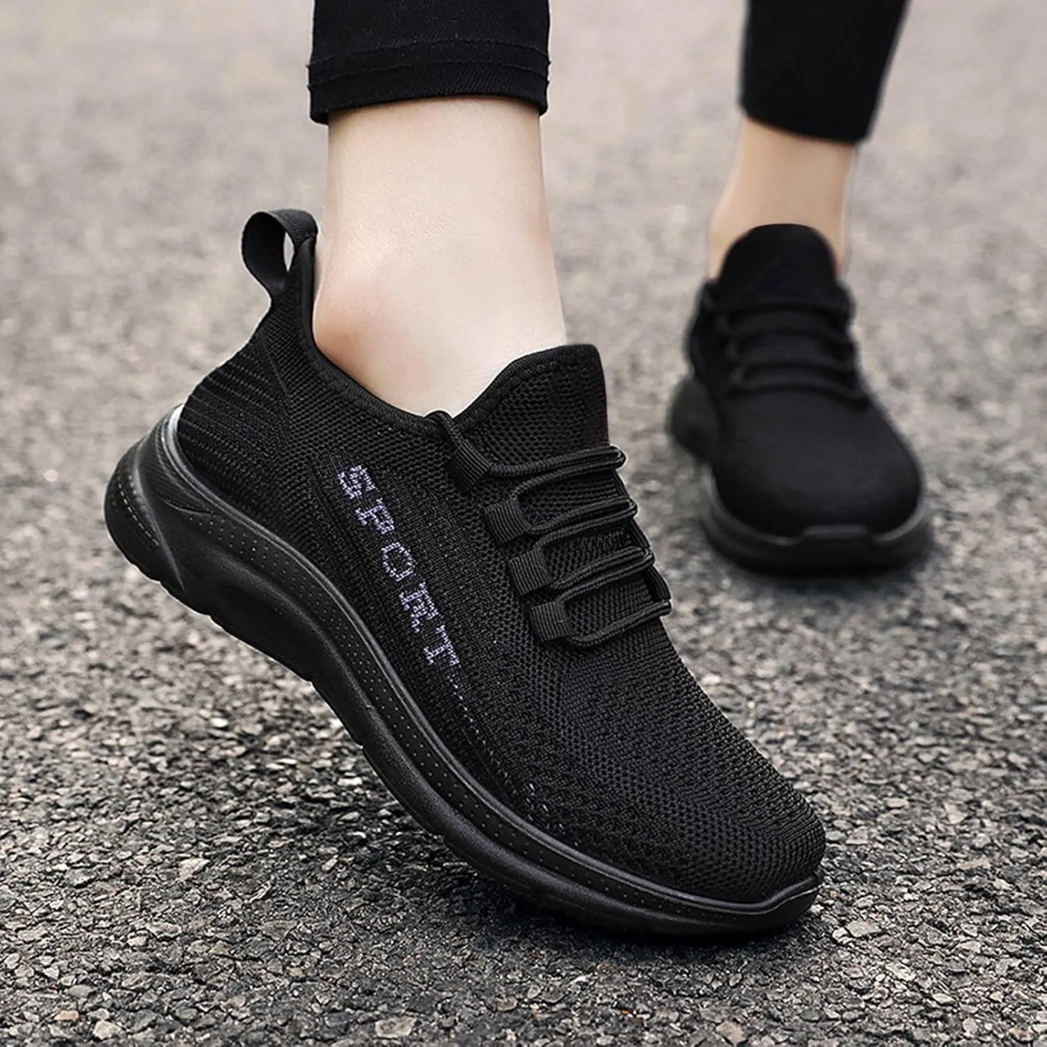 Casual Sneakers for Women Comfortable Woven Running Shoes Non Slip Lightweight Breathable Sneaker with Arch Support
