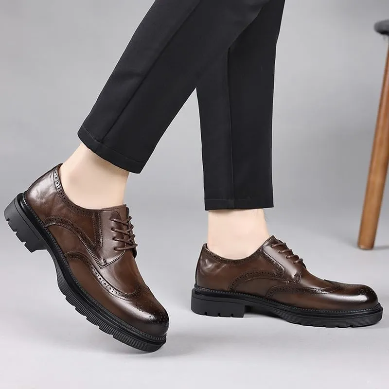 Classic Men's Oxford Dress Shoes in Genuine Leather with Cap Toe Design for Formal and Business Occasions