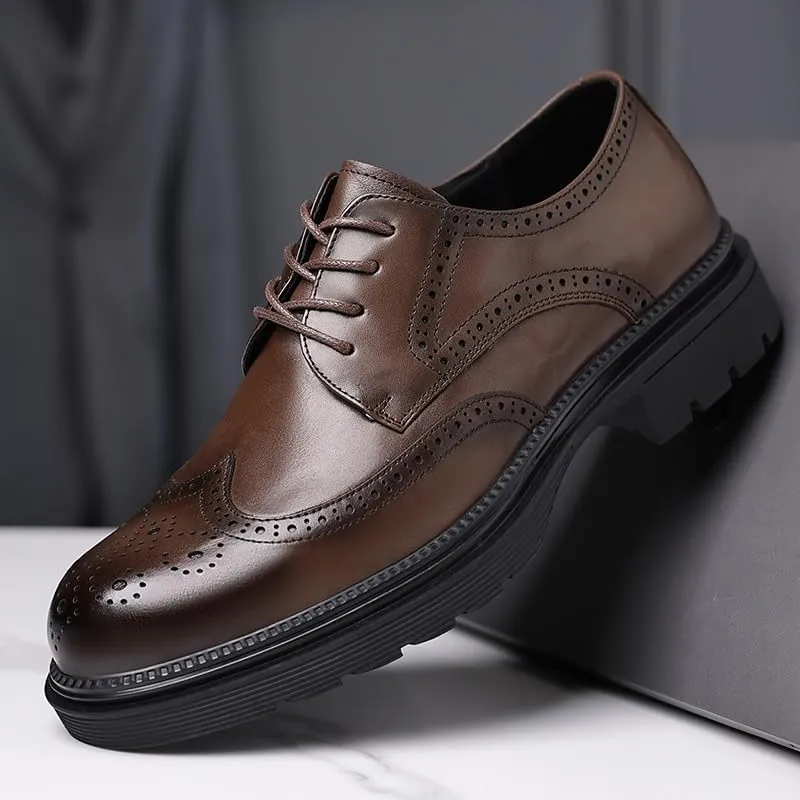 Classic Men's Oxford Dress Shoes in Genuine Leather with Cap Toe Design for Formal and Business Occasions