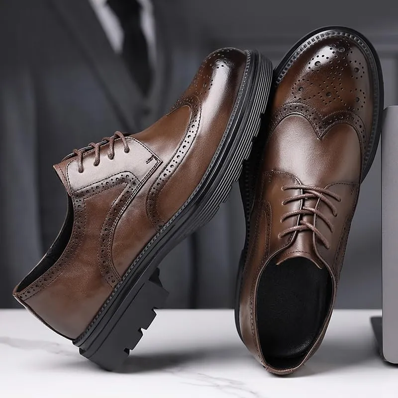 Classic Men's Oxford Dress Shoes in Genuine Leather with Cap Toe Design for Formal and Business Occasions
