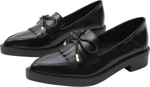 Classic Women's Chunky Loafers Platform Comfortable Slip-On Dressy Business Casual Shoes with Fringe