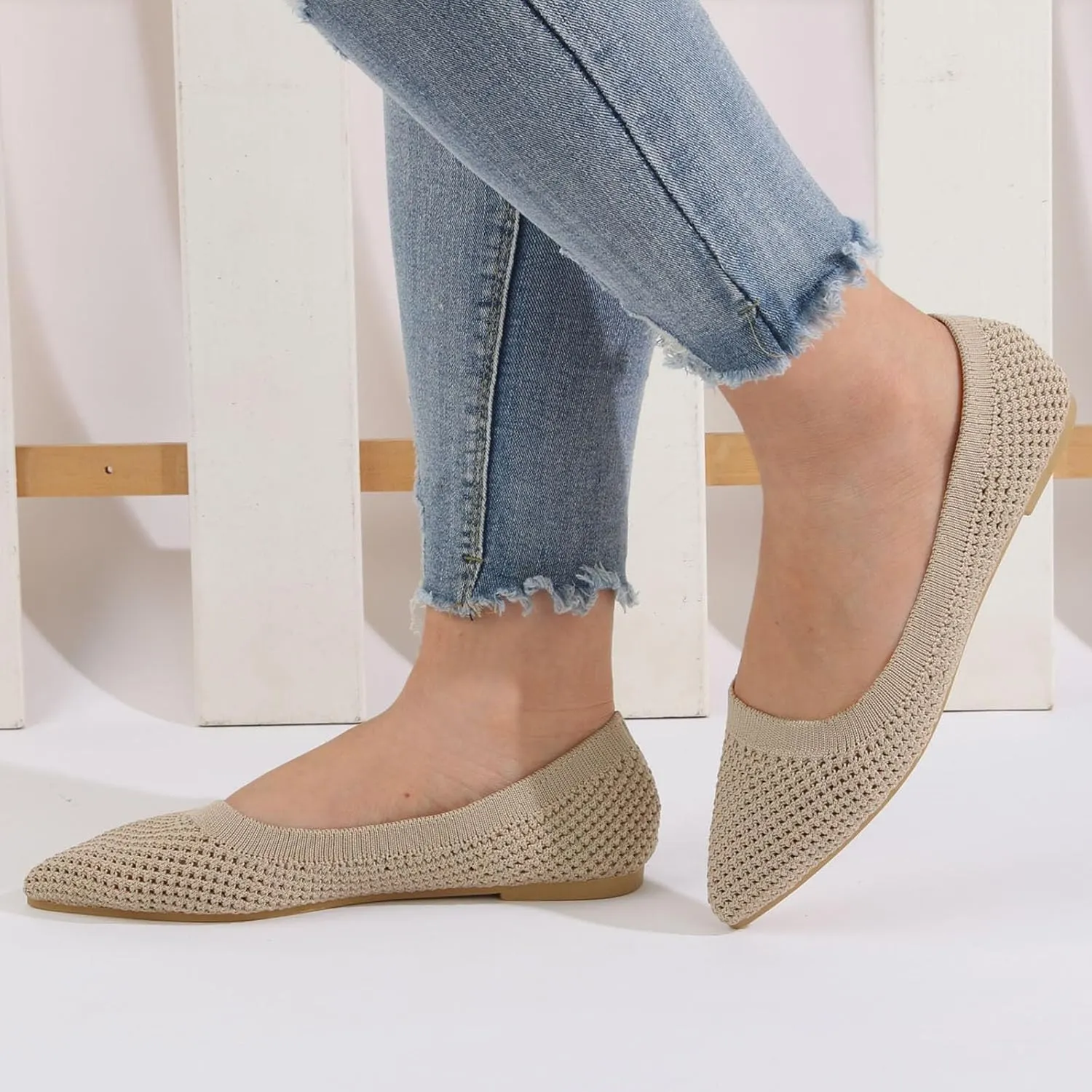 Comfortable Work Shoes Women Shoes Fashionable Flat Sole Single Fly Woven Thickened Soft Sole Casual Flat