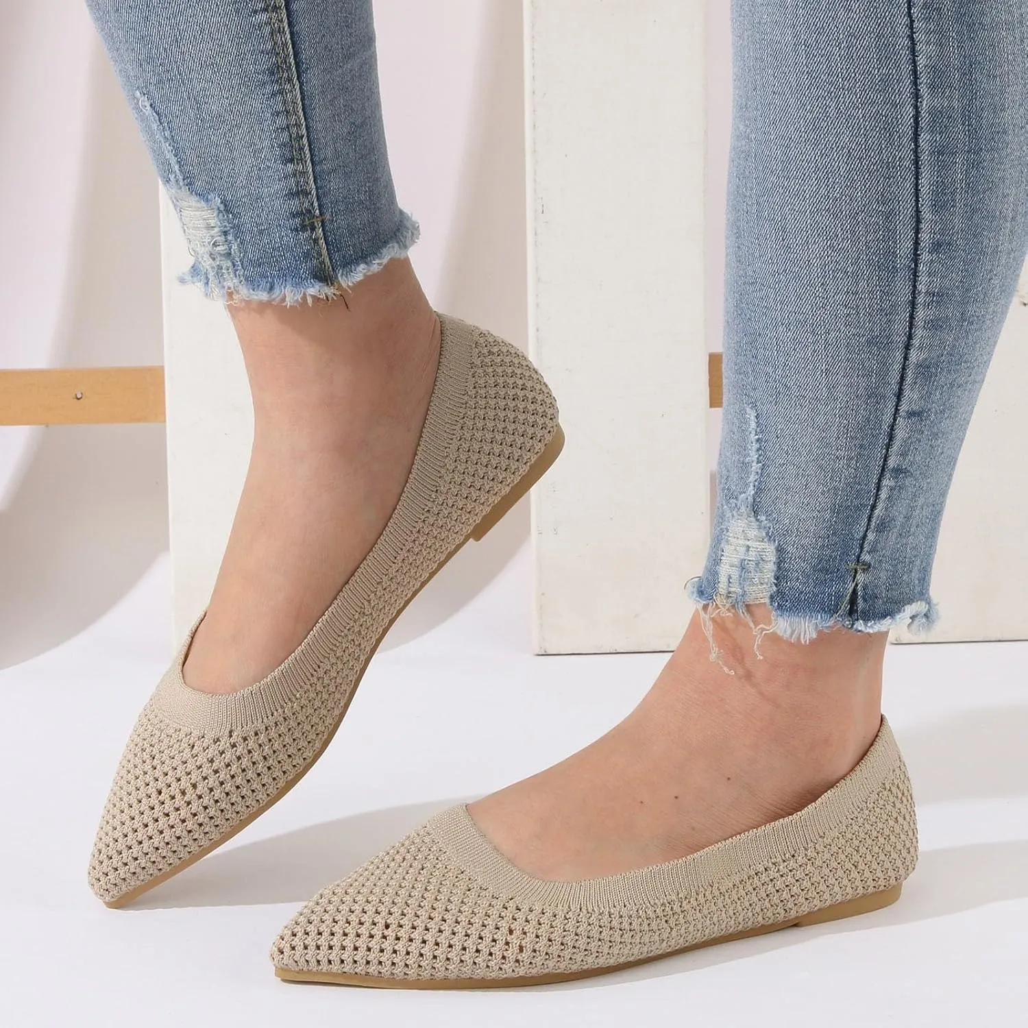 Comfortable Work Shoes Women Shoes Fashionable Flat Sole Single Fly Woven Thickened Soft Sole Casual Flat