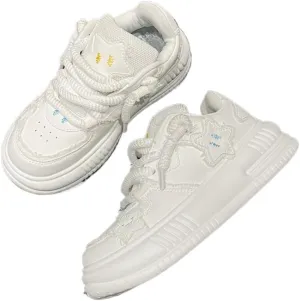 Cute Kawaii Star Shoes with Bread Shape Chunky Platform Non Slip Lightweight Kawaii Y2K Pretty Pastel Retro Trendy Training Sneakers for Women Girls Streetwear Skateboarding Casual Everyday Outfits