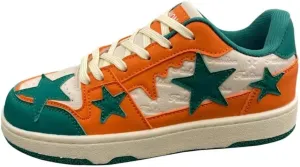 Cute Orange Star Y2K Shoes Chunky Platform Comfy Non Slip Lightweight Softy Casual Skate Sneakers Kawaii Pretty Pastel Retro Trendy Footwear for Women & Girls Summer Back to School Everyday Wear