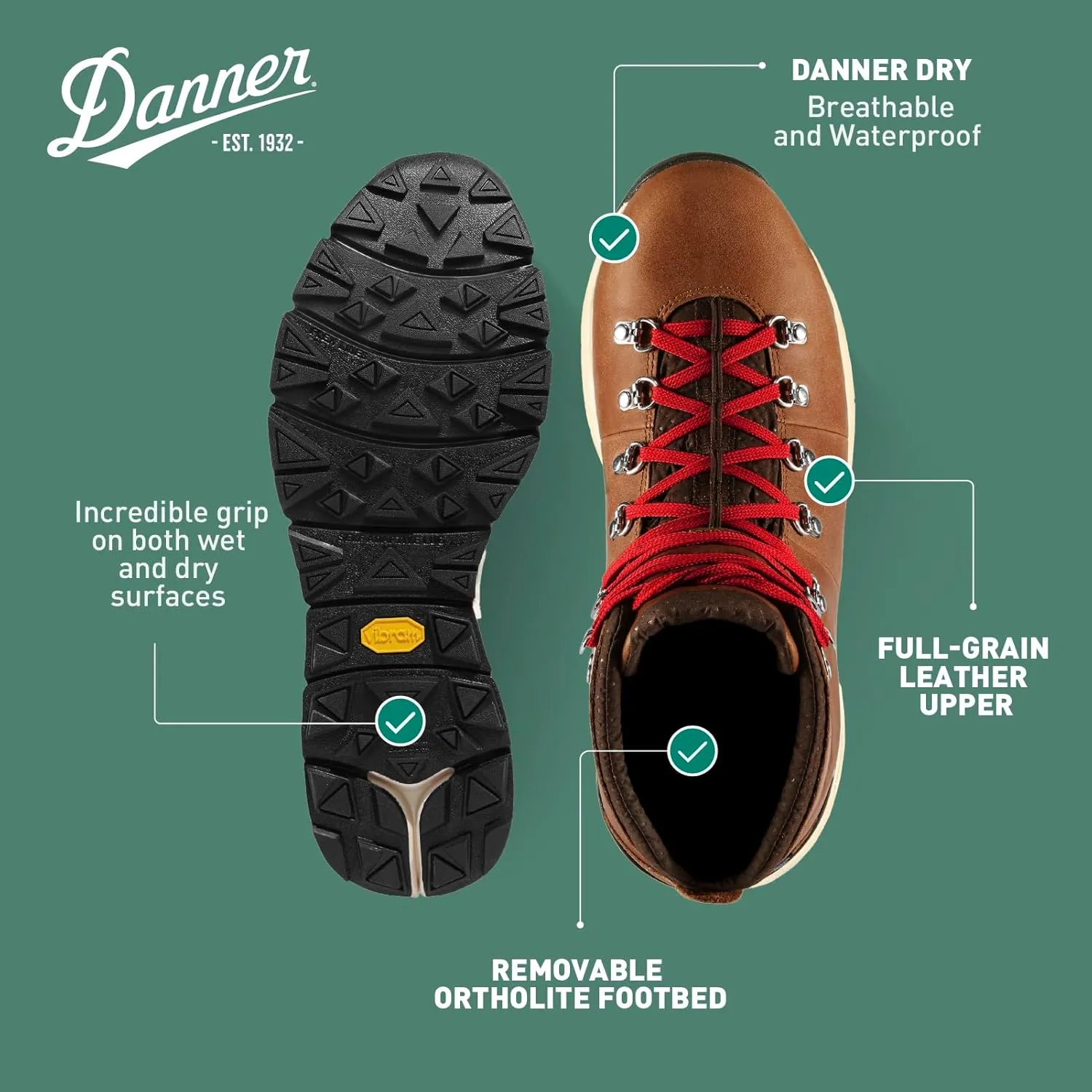 Danner Mountain 600 Waterproof Hiking Boots for Men - Lightweight, Durable Upper, Breathable Lining, Triple-Density Footbed & Vibram Traction Outsole