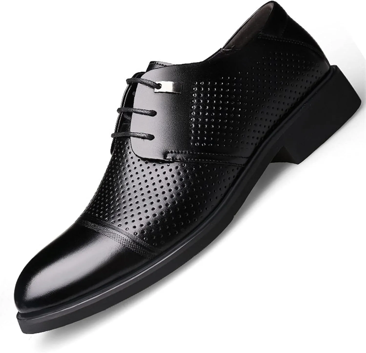 Dress Shoes for Men Lace Up Round Cap Toe Breathable Leather Low Top Rubber Sole Anti-Slip Classic Suitable for Many Occasions.