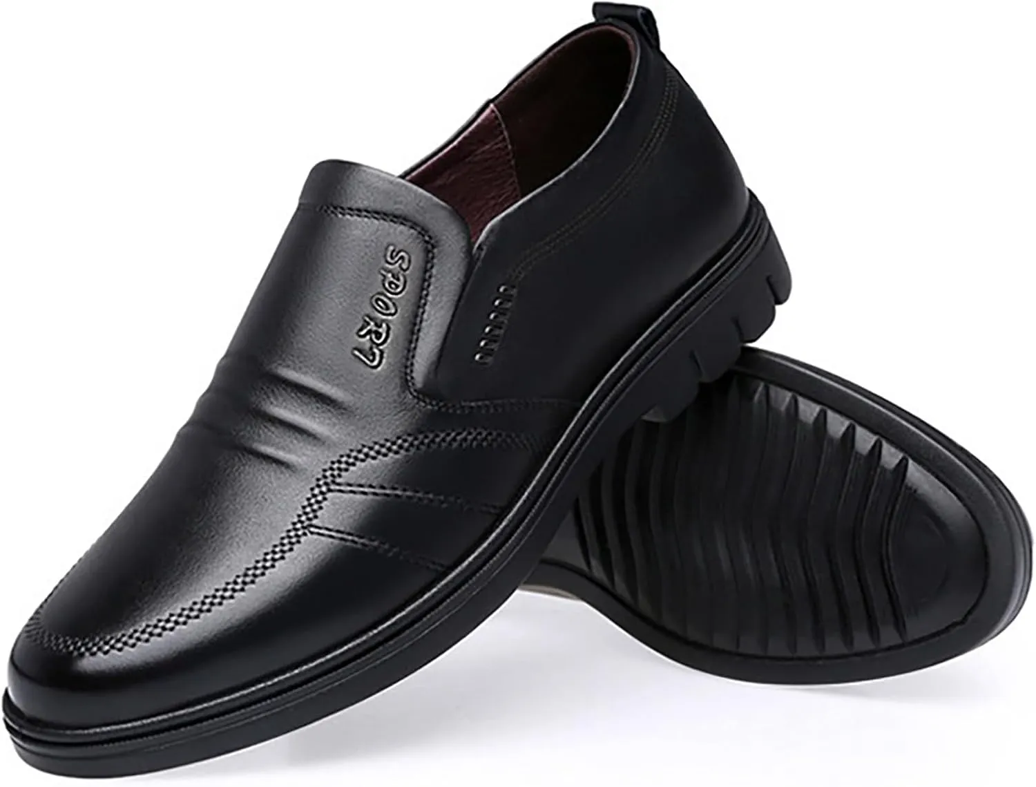 Fashion Sneakers Comfortable Men Leather Shoes Fashionable and Casual New Flat Bottomed Soft Sole Slip On Comfortable