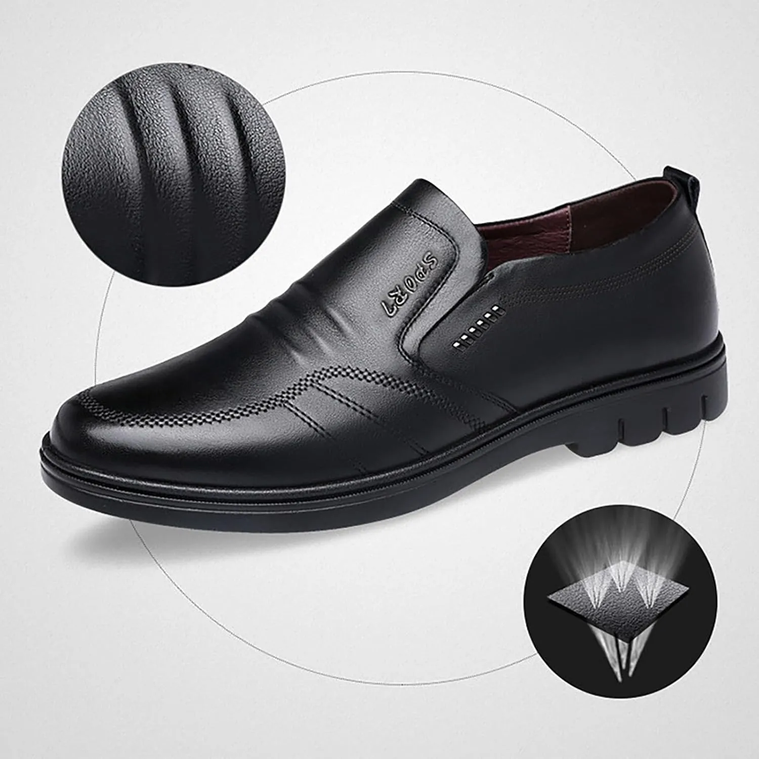 Fashion Sneakers Comfortable Men Leather Shoes Fashionable and Casual New Flat Bottomed Soft Sole Slip On Comfortable