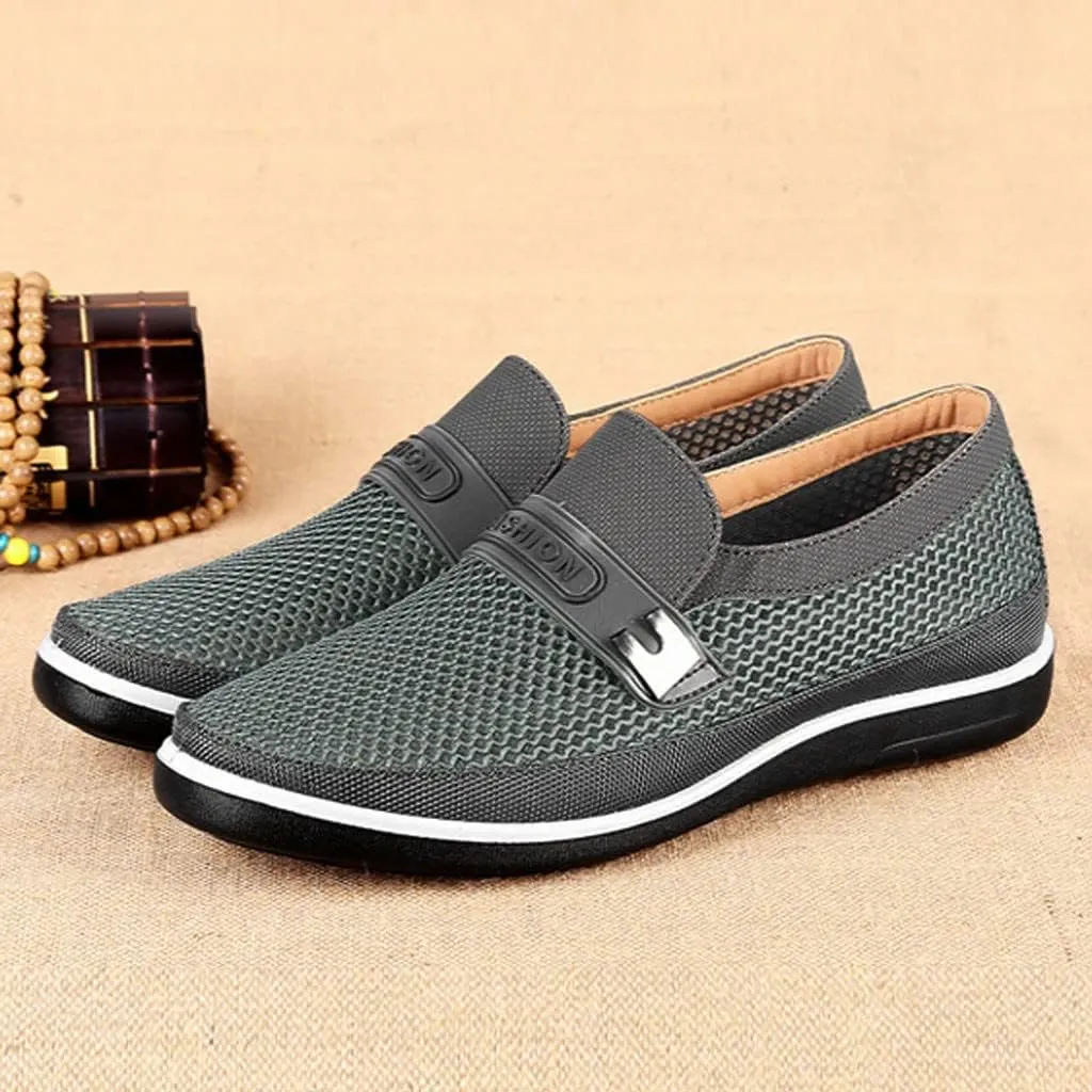 Fashion Sneakers Comfortable Shoes Soft Hollow Slip On Summer Shoes Breathable Bottom Men's Casual Mesh Men's