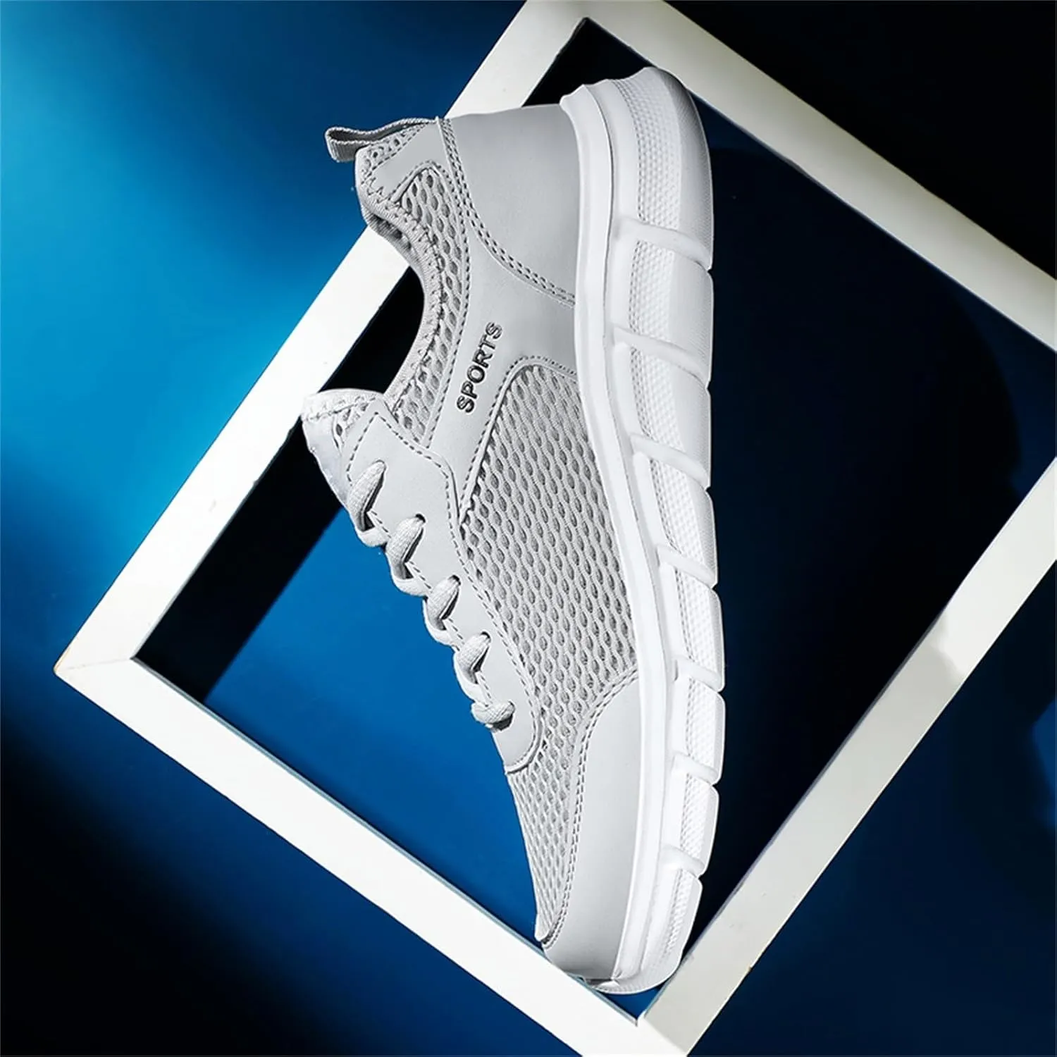 Fashion Summer Men Breathable Mesh Flat Elastic Casual Shoes Mens Sneaker