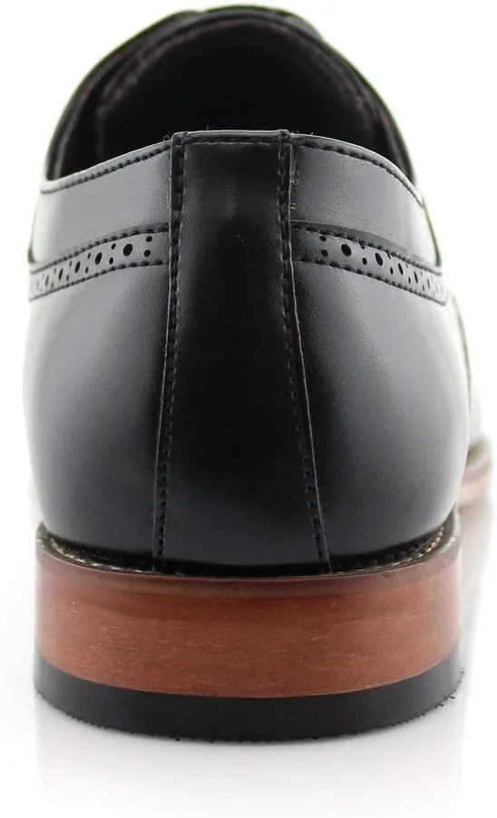 Ferro Aldo Mens Classic Cap-Toe Lace Up Derby Dress Shoes