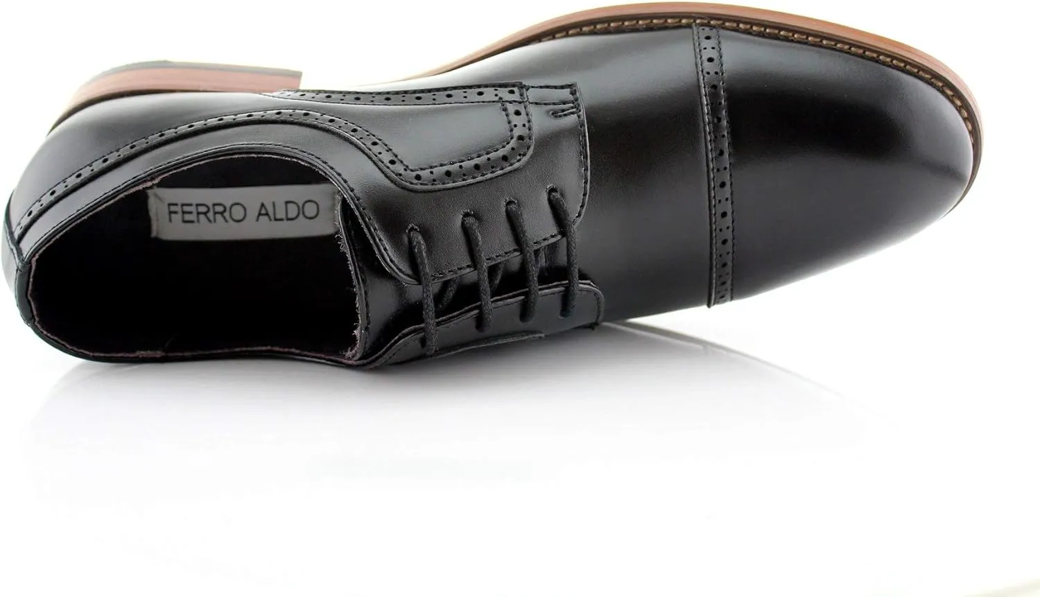 Ferro Aldo Mens Classic Cap-Toe Lace Up Derby Dress Shoes