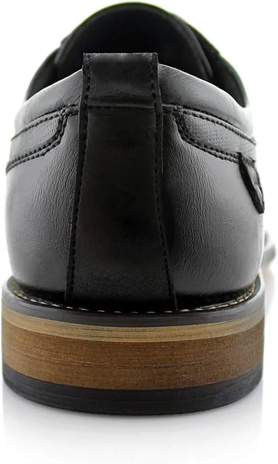 Ferro Aldo Mens Classic Cap-Toe Lace Up Derby Dress Shoes