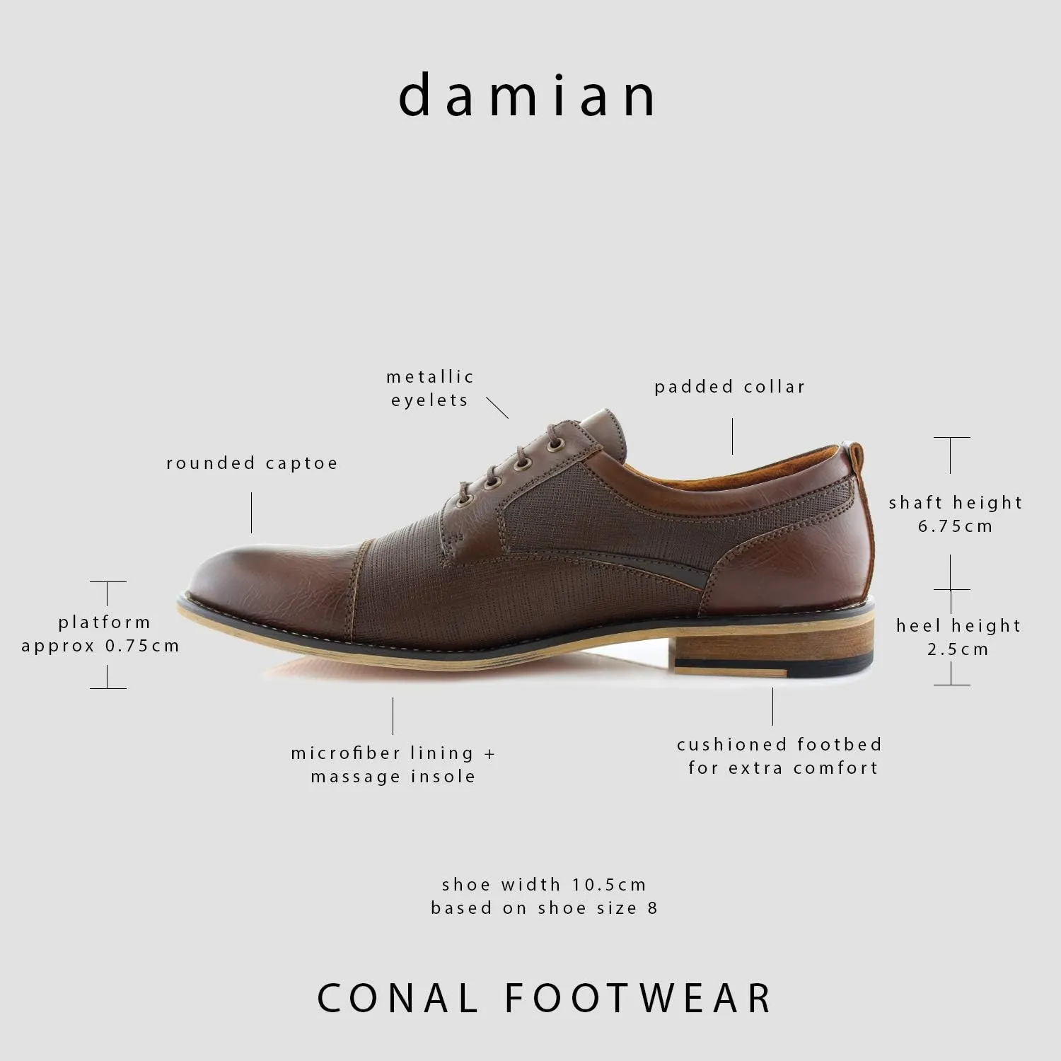 Ferro Aldo Mens Classic Cap-Toe Lace Up Derby Dress Shoes
