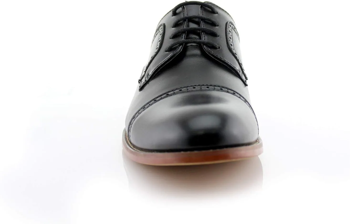 Ferro Aldo Mens Classic Cap-Toe Lace Up Derby Dress Shoes