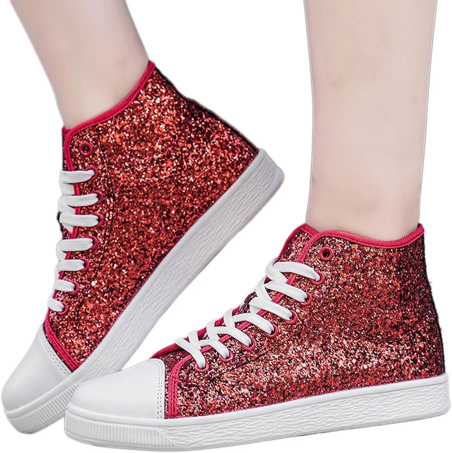 Glitter Sneakers for Women Women's Bling Sneakers Rhinestone Sneakers Shoe Glitter Fashion High Top Platform Tennis Shoes