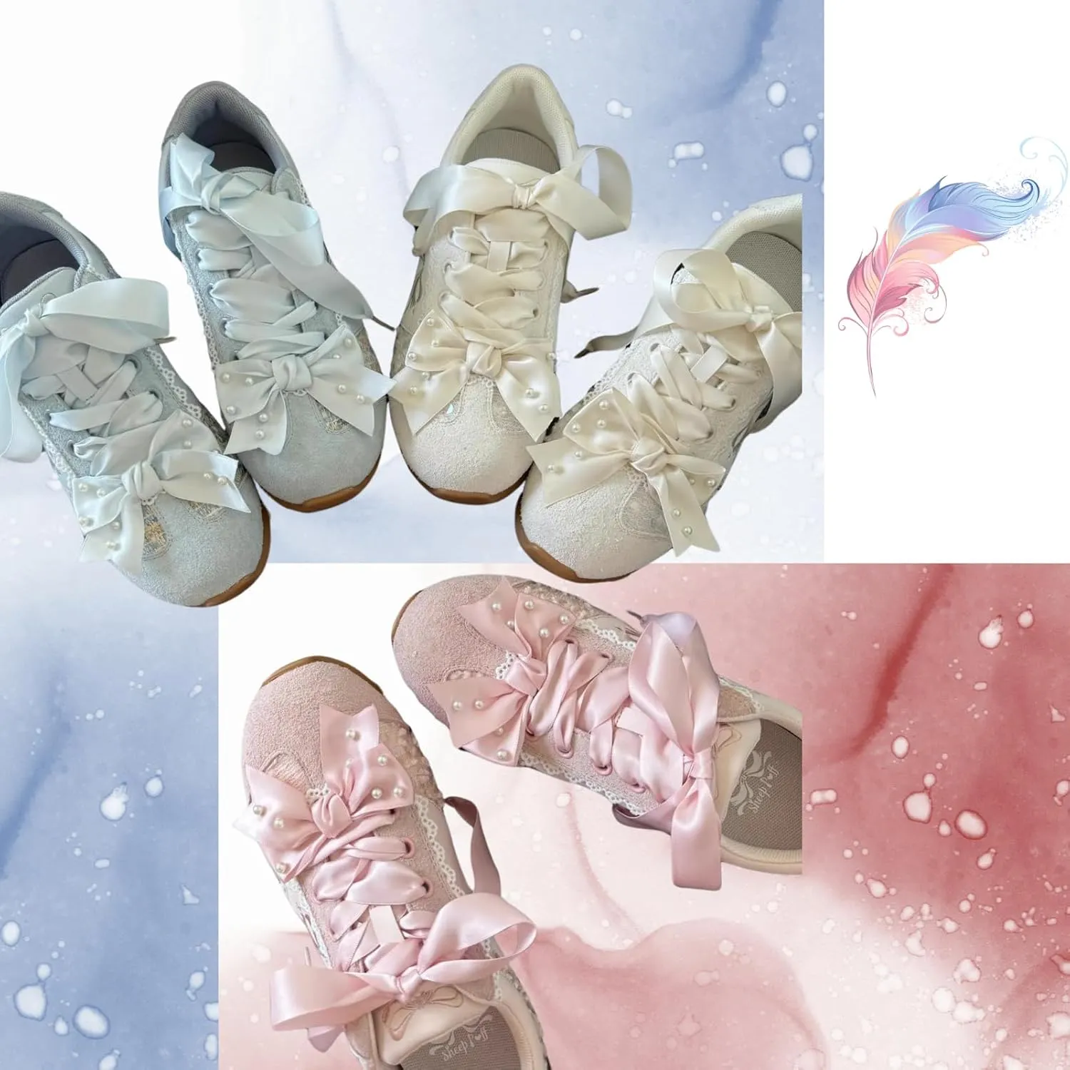 Kawaii Platform Shoes  Chunky Sneakers for Women, Aesthetic Ballet-Inspired Shoes with Bow & Pearls, Cute Fashion Backpack-Inspired Trainers
