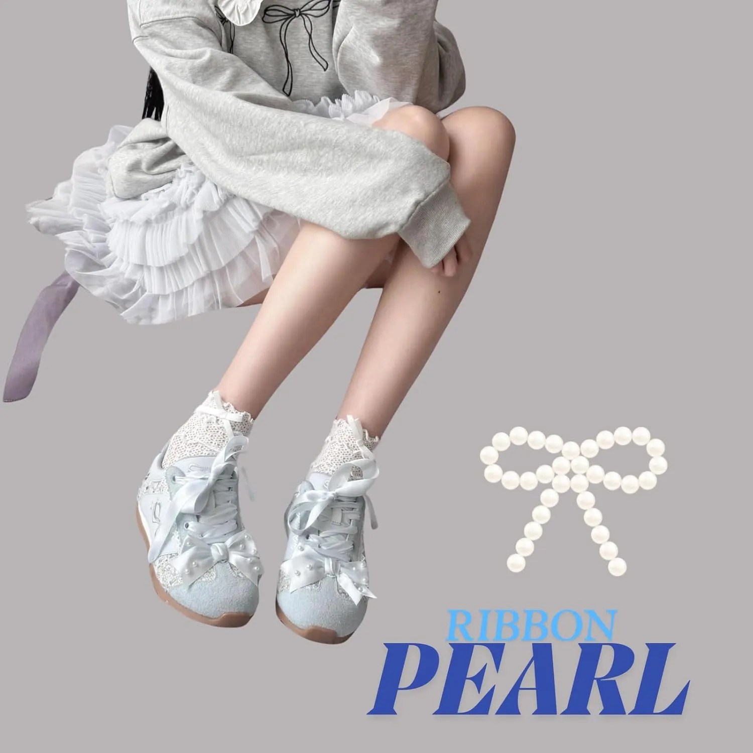Kawaii Platform Shoes  Chunky Sneakers for Women, Aesthetic Ballet-Inspired Shoes with Bow & Pearls, Cute Fashion Backpack-Inspired Trainers