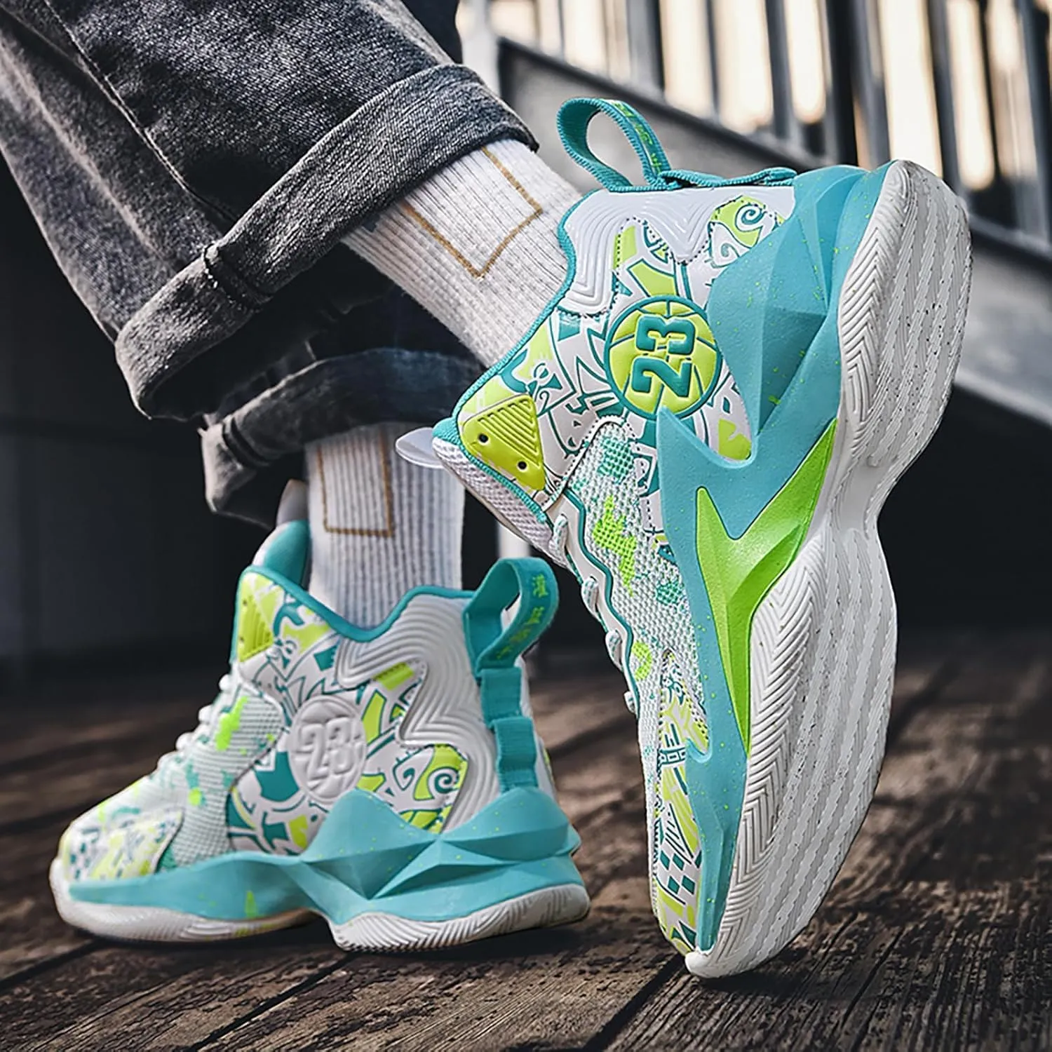 Kids Basketball Shoes High Top Youth Fashion Sneakers Girls Casual Sports Basketball Shoes Breathable Comfortable Boys Sneakers for Big Kids