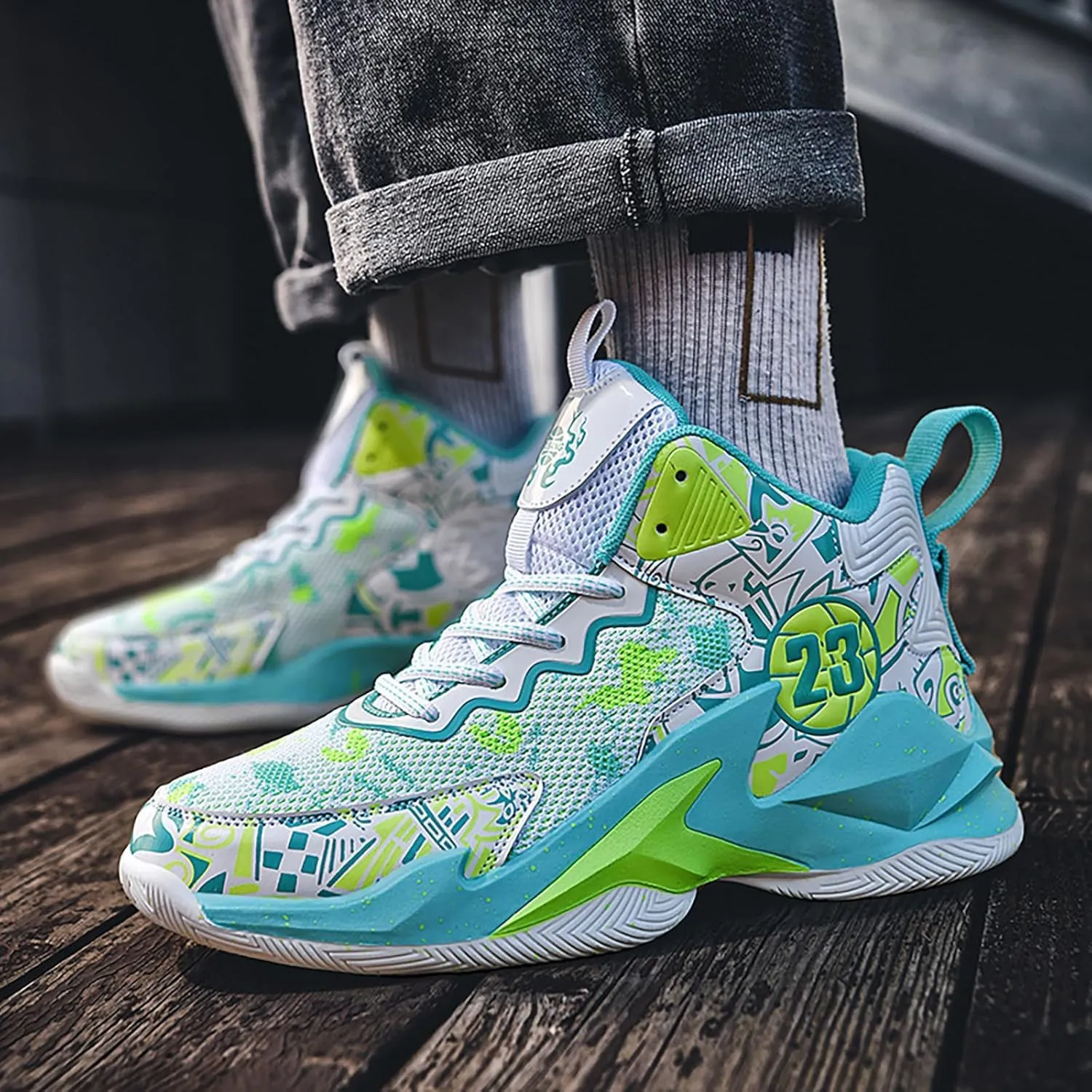 Kids Basketball Shoes High Top Youth Fashion Sneakers Girls Casual Sports Basketball Shoes Breathable Comfortable Boys Sneakers for Big Kids