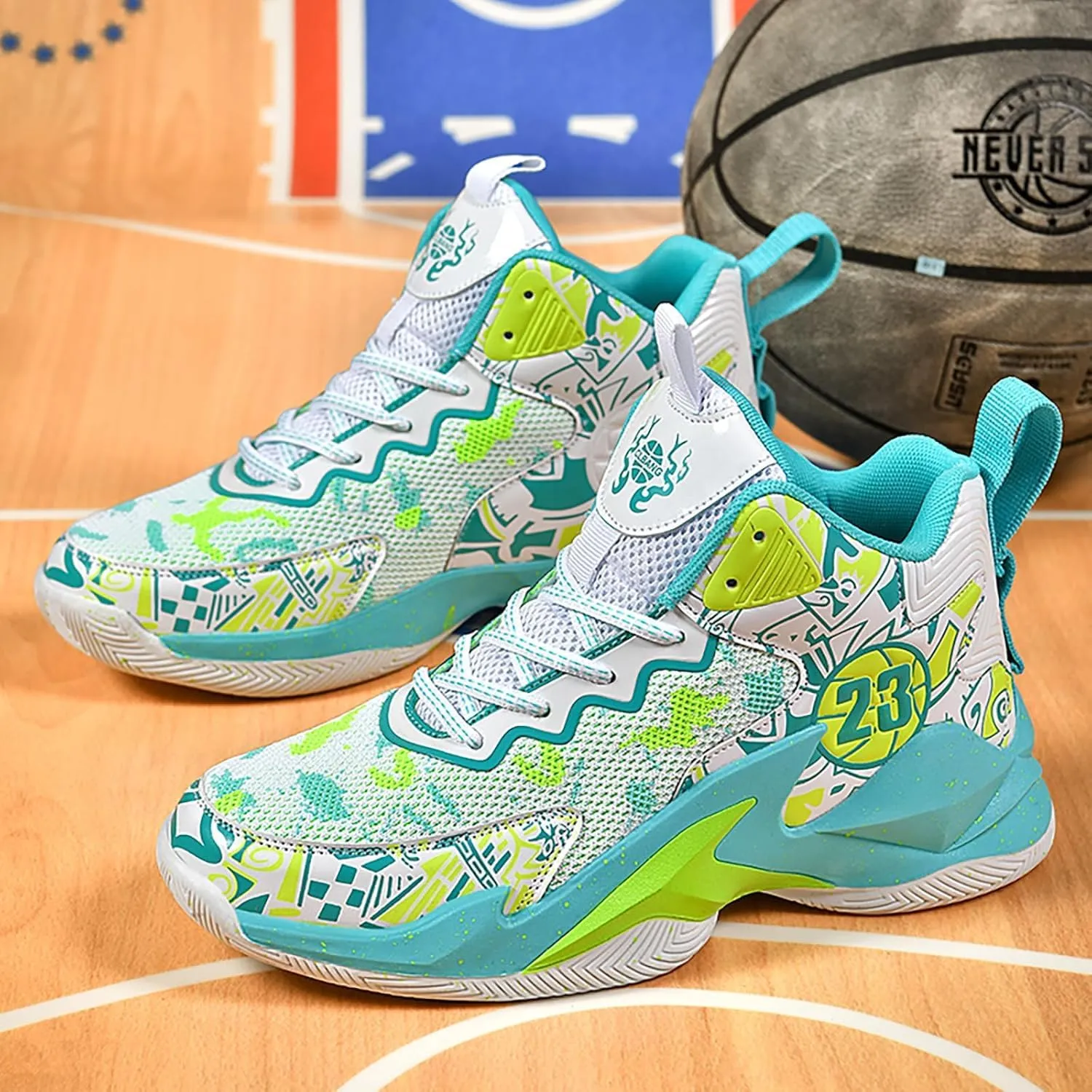 Kids Basketball Shoes High Top Youth Fashion Sneakers Girls Casual Sports Basketball Shoes Breathable Comfortable Boys Sneakers for Big Kids