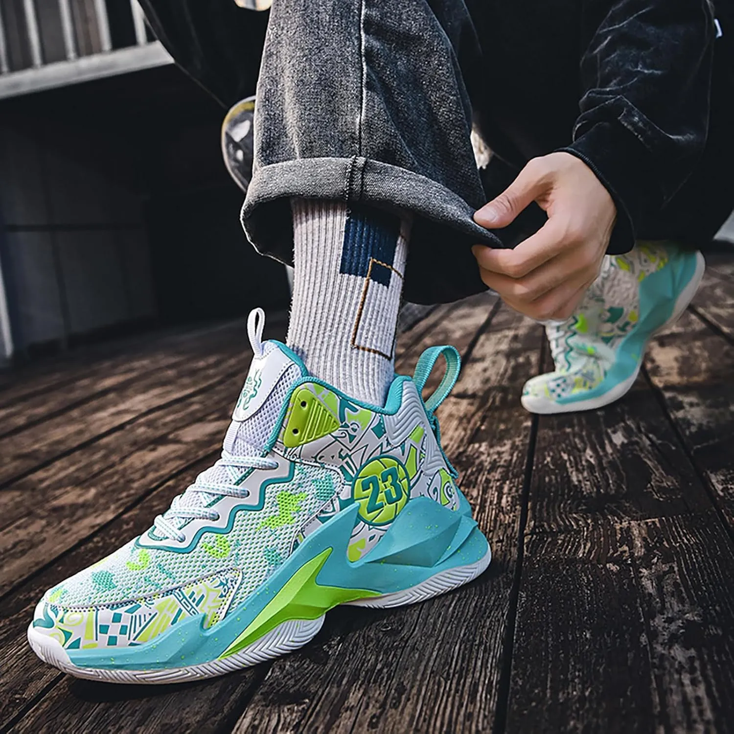 Kids Basketball Shoes High Top Youth Fashion Sneakers Girls Casual Sports Basketball Shoes Breathable Comfortable Boys Sneakers for Big Kids