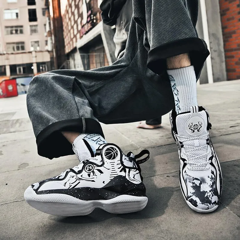 Kids Basketball Shoes, Leather Trendy Casual Sports Basketball Shoes Breathable Comfortable Boys Sneakers for Little Kids/Big Kids and Adult