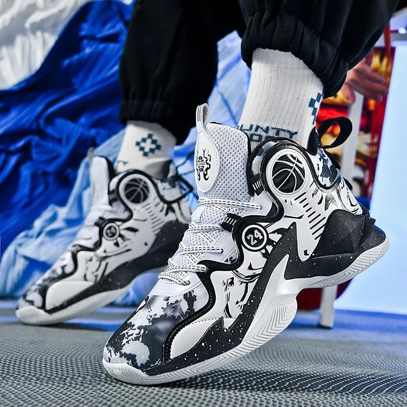 Kids Basketball Shoes, Leather Trendy Casual Sports Basketball Shoes Breathable Comfortable Boys Sneakers for Little Kids/Big Kids and Adult