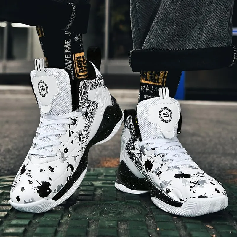 Kids Basketball Shoes, Leather Trendy Casual Sports Basketball Shoes Breathable Comfortable Boys Sneakers for Little Kids/Big Kids and Adult
