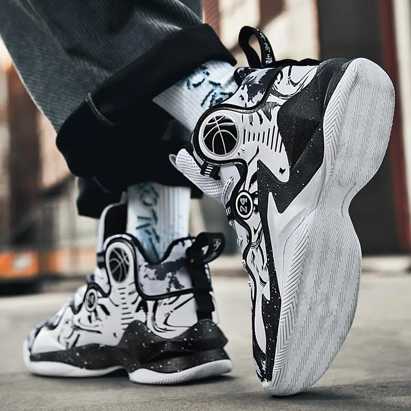 Kids Basketball Shoes, Leather Trendy Casual Sports Basketball Shoes Breathable Comfortable Boys Sneakers for Little Kids/Big Kids and Adult