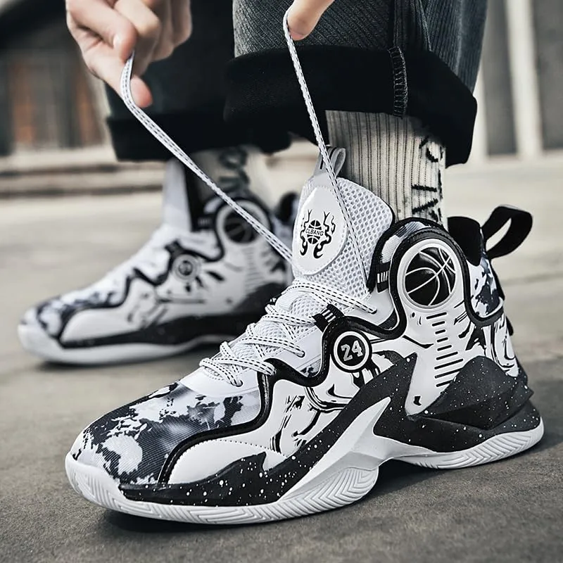Kids Basketball Shoes, Leather Trendy Casual Sports Basketball Shoes Breathable Comfortable Boys Sneakers for Little Kids/Big Kids and Adult