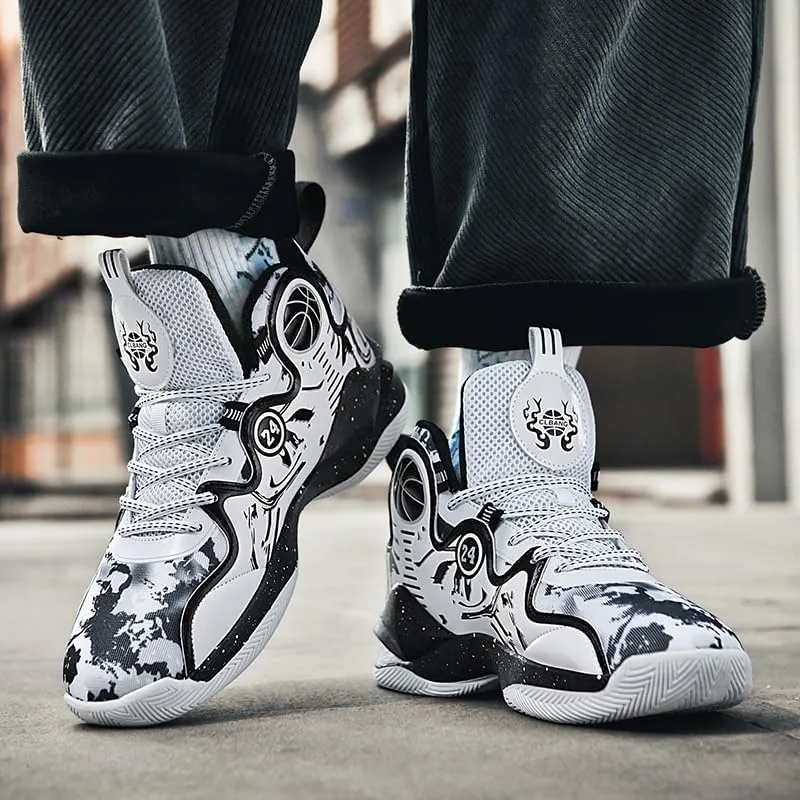 Kids Basketball Shoes, Leather Trendy Casual Sports Basketball Shoes Breathable Comfortable Boys Sneakers for Little Kids/Big Kids and Adult