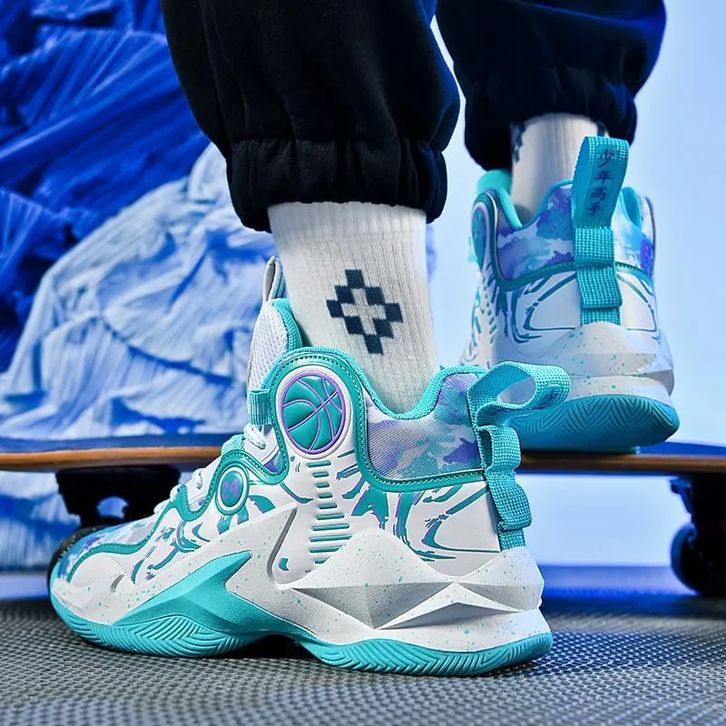 Kids Basketball Shoes, Leather Trendy Casual Sports Basketball Shoes Breathable Comfortable Boys Sneakers for Little Kids/Big Kids and Adult