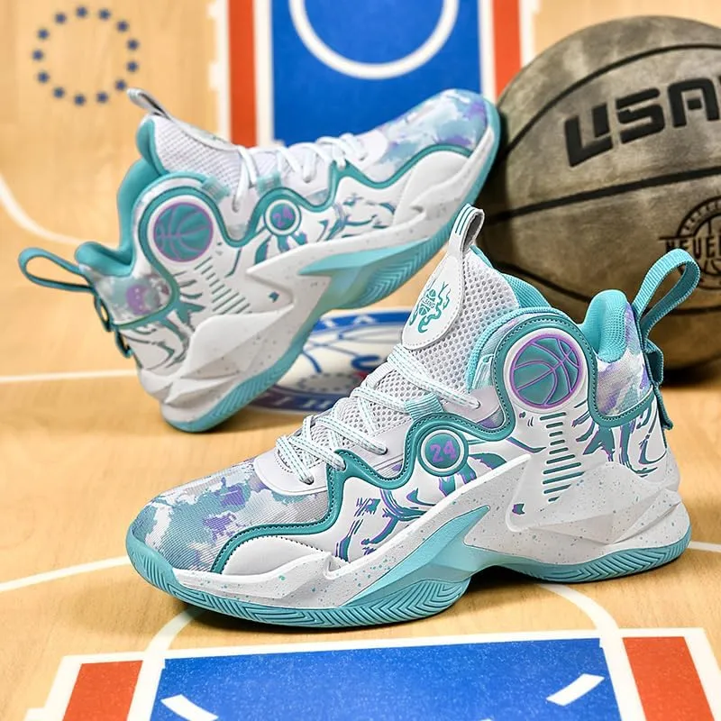 Kids Basketball Shoes, Leather Trendy Casual Sports Basketball Shoes Breathable Comfortable Boys Sneakers for Little Kids/Big Kids and Adult