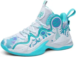 Kids Basketball Shoes, Leather Trendy Casual Sports Basketball Shoes Breathable Comfortable Boys Sneakers for Little Kids/Big Kids and Adult