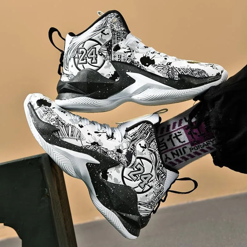 Kids Basketball Shoes, Leather Trendy Casual Sports Basketball Shoes Breathable Comfortable Boys Sneakers for Little Kids/Big Kids and Adult